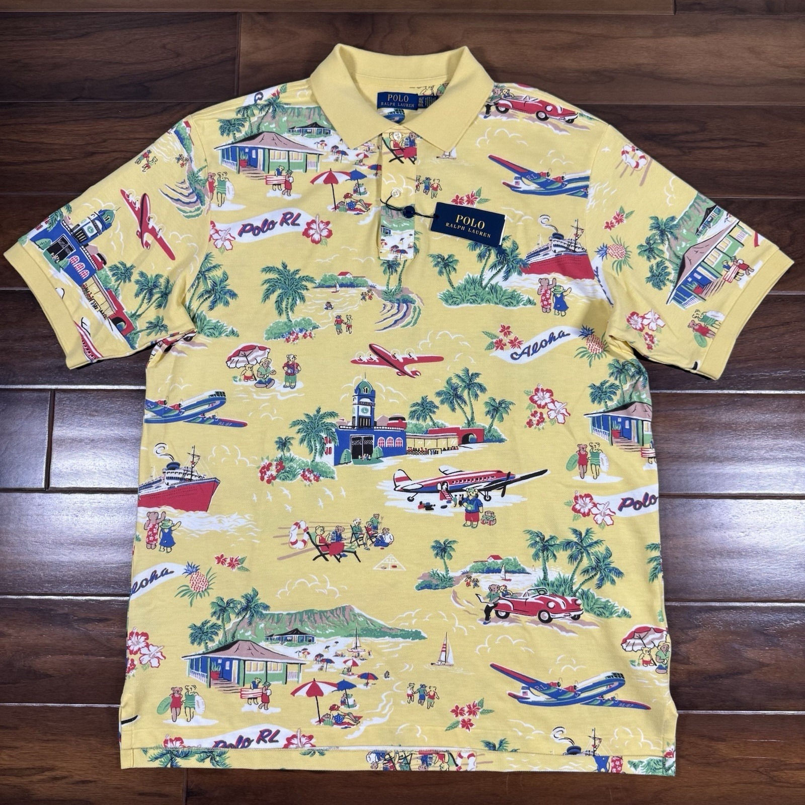 Polo Ralph Lauren Men Sz Xlt Hawaiian Tropical Bear Mesh Polo Shirt Classic Fit